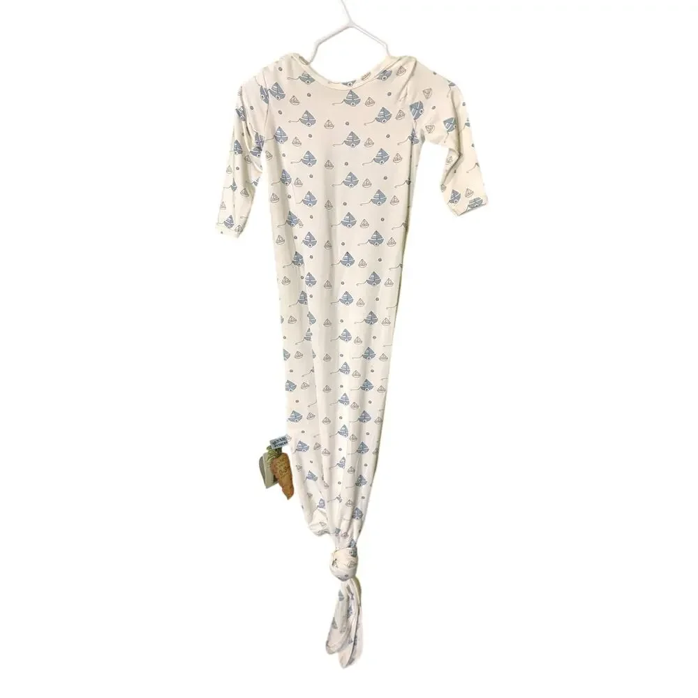 New Bunnies By The Bay Baby Boy Pajamas 0-3M White Sailboat Open Bottom